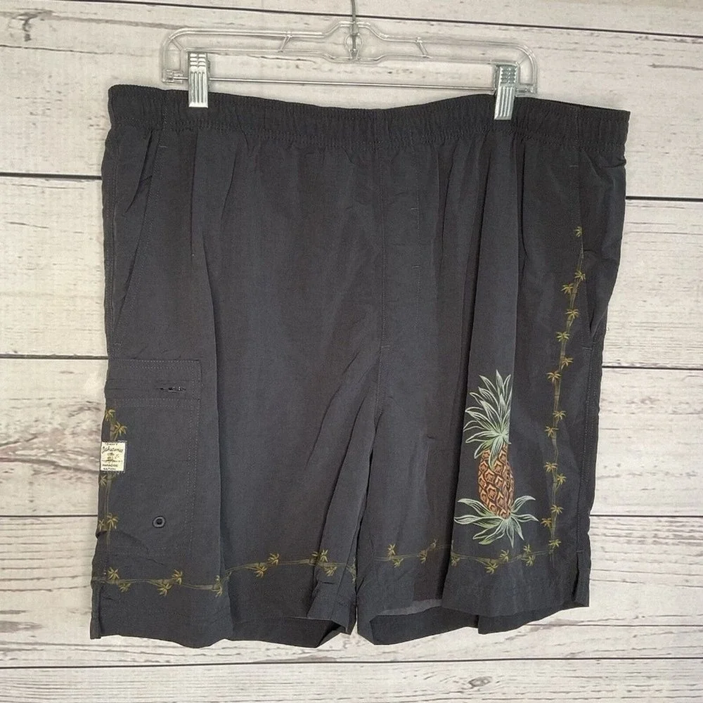 Tommy Bahama Paradise Nation Pineapple Lined SwimTrunks Board Shorts Men L China